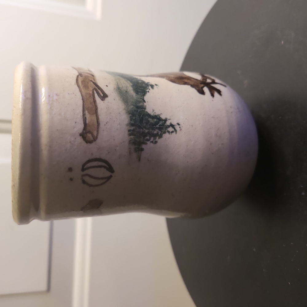 Vintage Ceramic Pottery Vase Beehive Shape w/ Deer & Trees - Picture 9 of 9